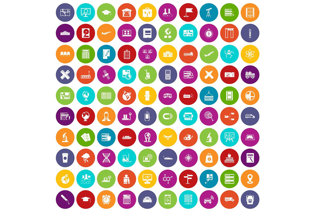100 globe icons set color in Illustrations - product preview 8