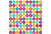 100 graphic elements icons set color