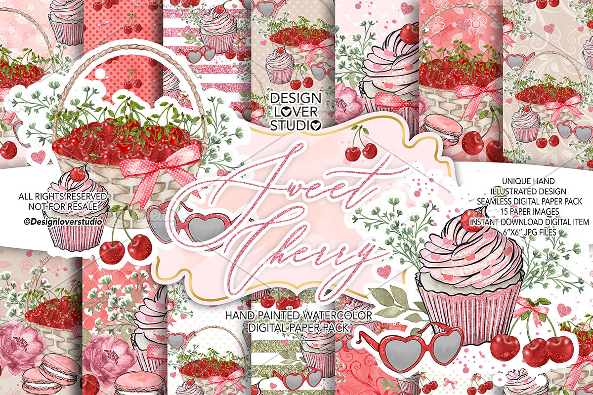 Sweet Cherry digital paper pack in Patterns - product preview 8