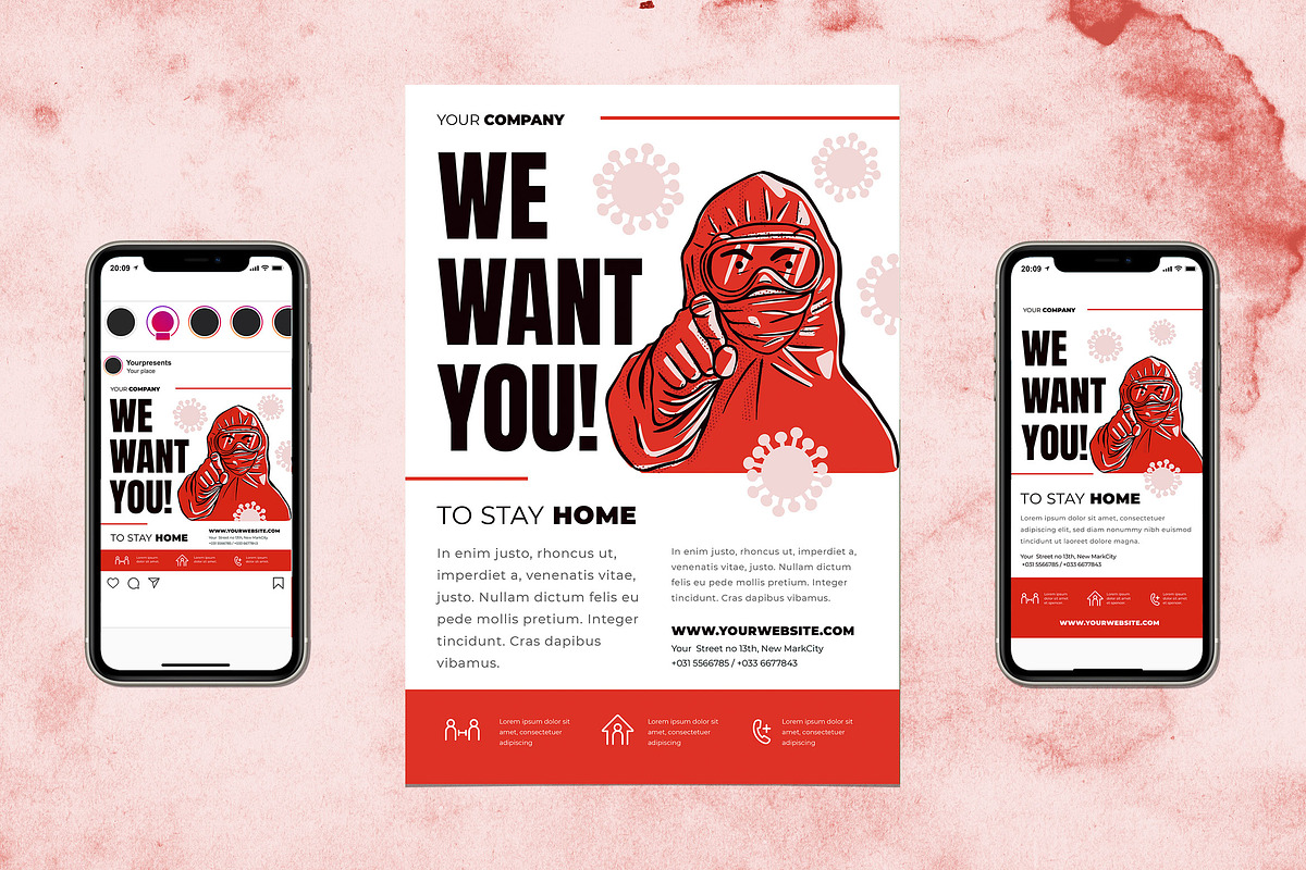 We Want You to Stay Home in Flyer Templates - product preview 8