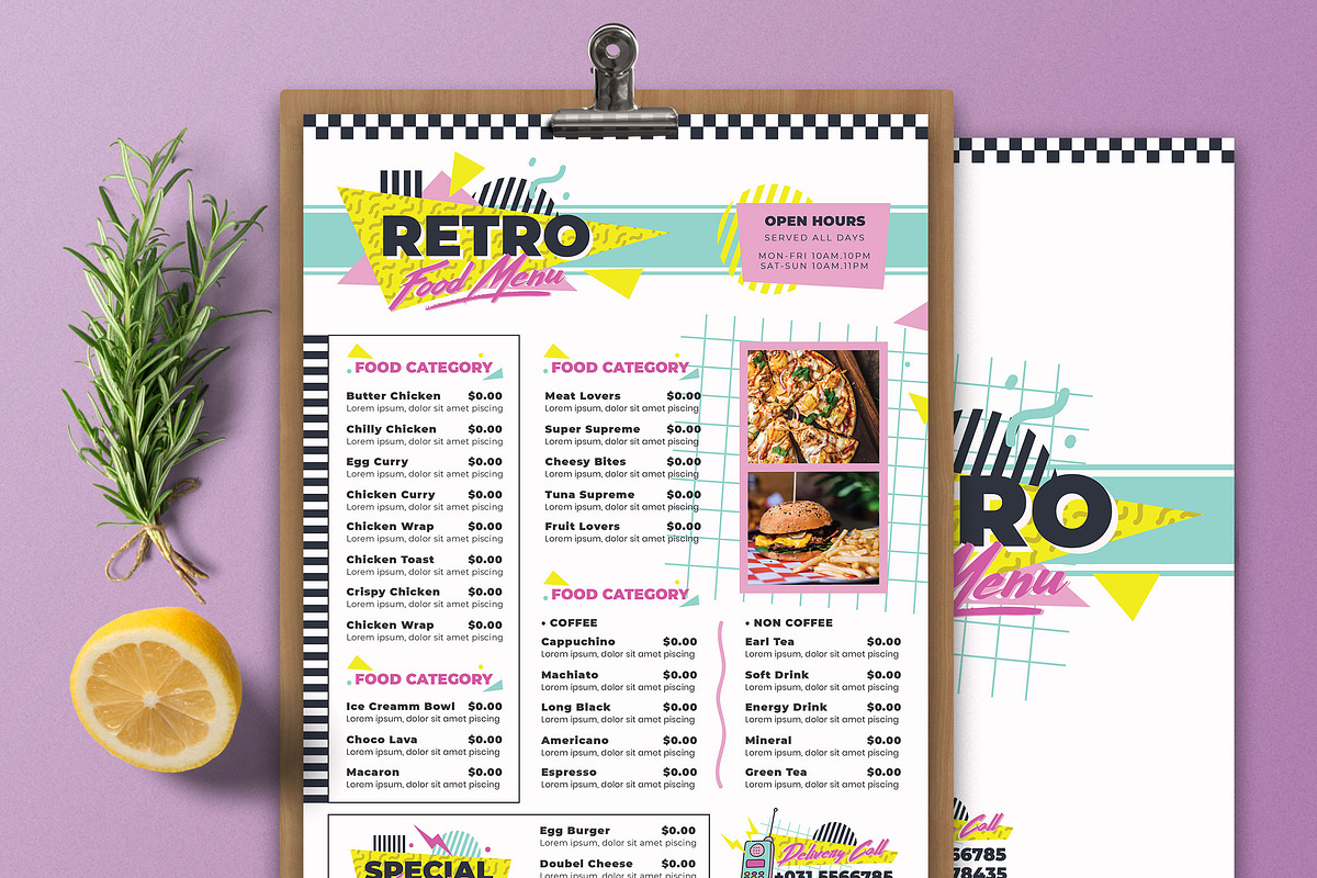90s Food Menu in Flyer Templates - product preview 8