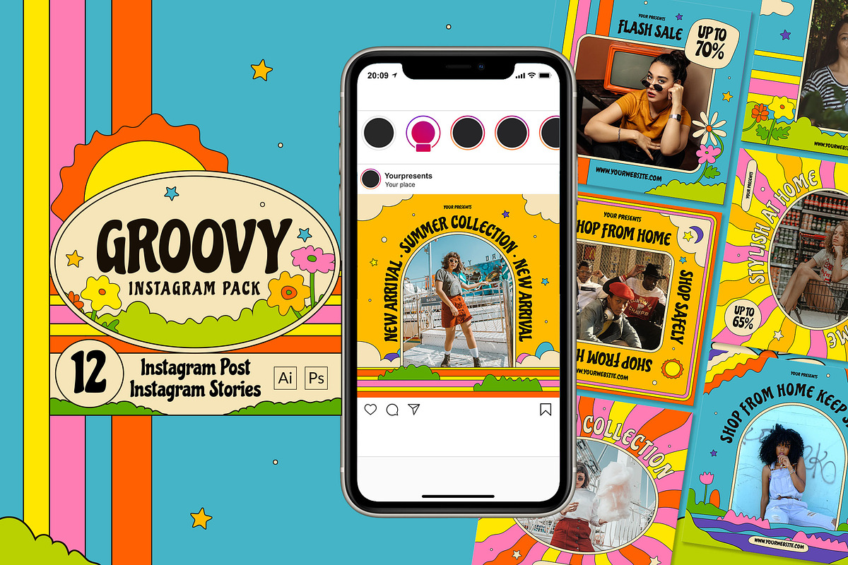 Groovy Instagram Pack in Instagram Templates - product preview 8
