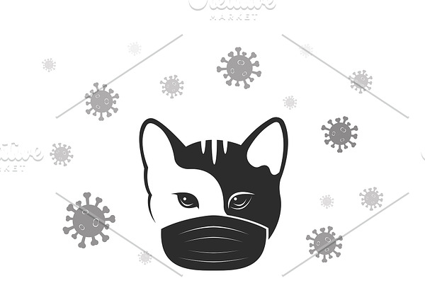 Cats wearing a mask. Covid-19 virus.