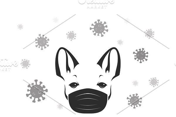 Bulldog wearing a mask. Covid-19