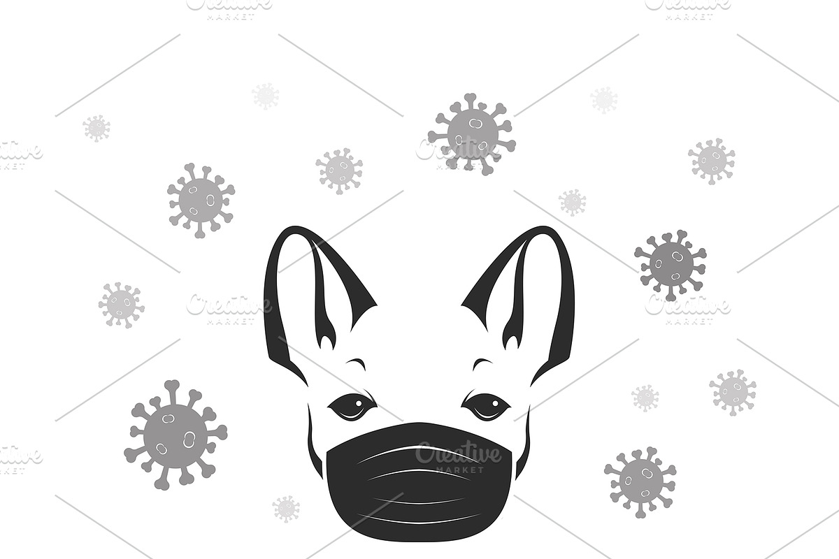 Bulldog wearing a mask. Covid-19 in Illustrations - product preview 8