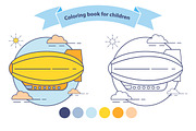 Airship coloring book for children.