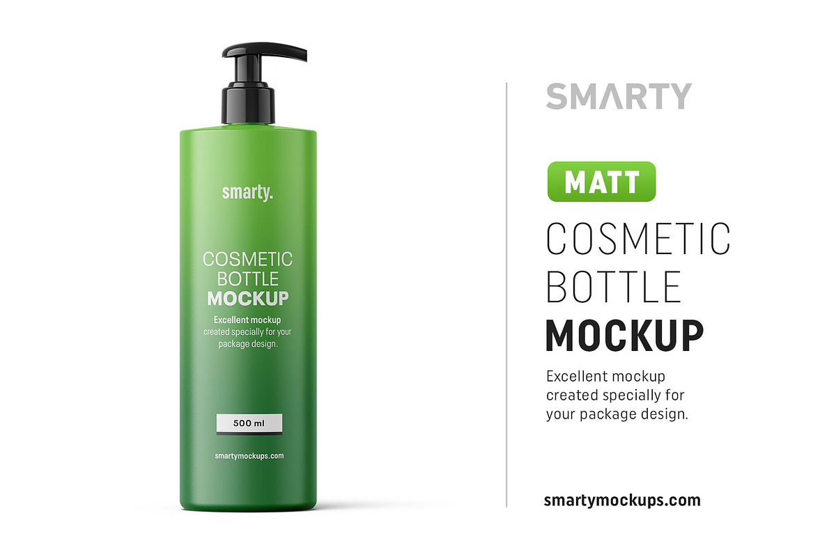 Matt cosmetic bottle mockup 500ml in Product Mockups - product preview 8