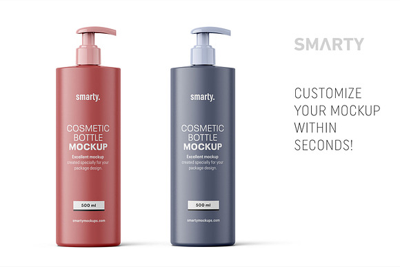 Matt cosmetic bottle mockup 500ml in Product Mockups - product preview 2