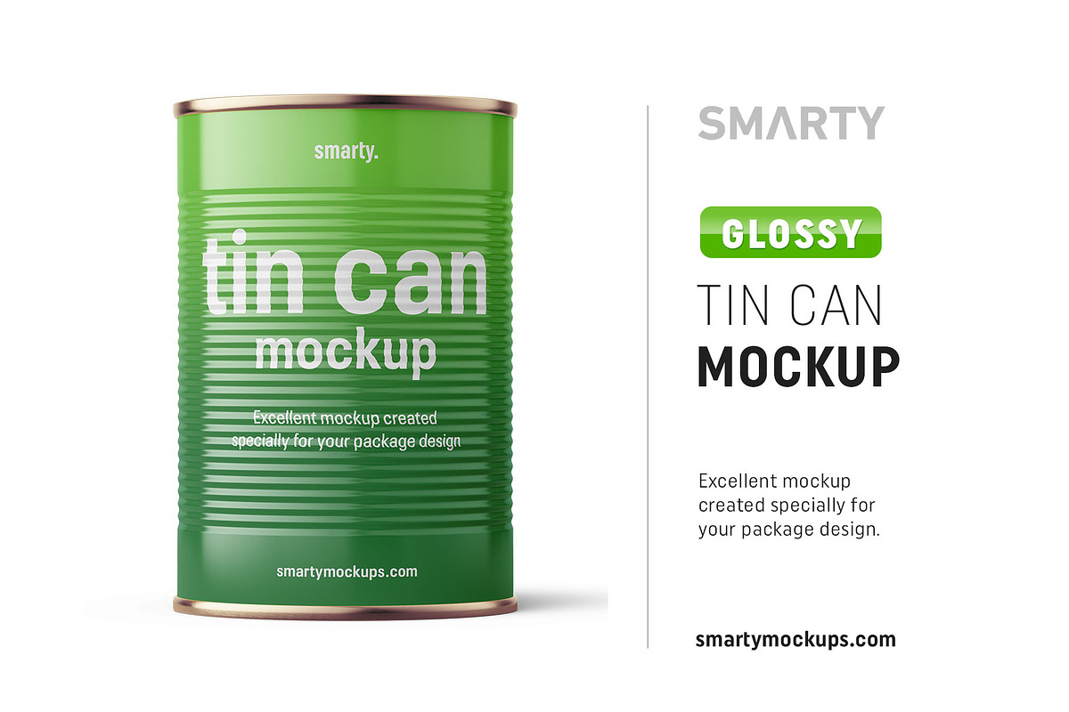 Glossy tin can mockup 425 ml in Product Mockups - product preview 8