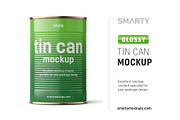 Glossy tin can mockup 425 ml