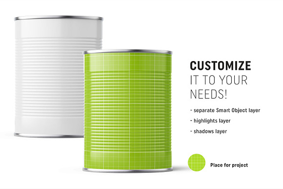 Glossy tin can mockup 425 ml in Product Mockups - product preview 1