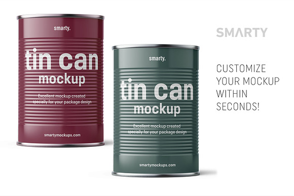 Glossy tin can mockup 425 ml in Product Mockups - product preview 2