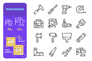 Set instruments simple lines icons