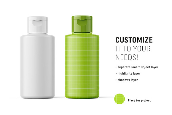 Matt cosmetic bottle mockup 100 ml in Product Mockups - product preview 1