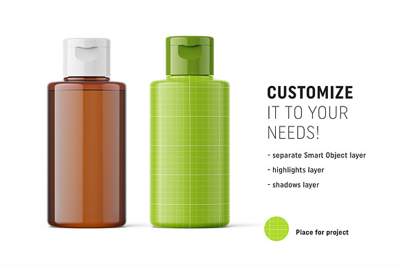 Amber cosmetic bottle mockup 100 ml in Product Mockups - product preview 1