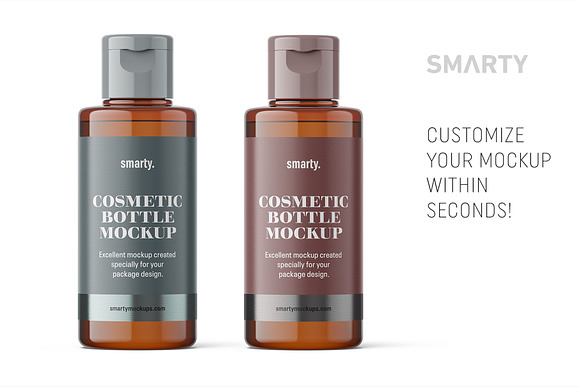 Amber cosmetic bottle mockup 100 ml in Product Mockups - product preview 2