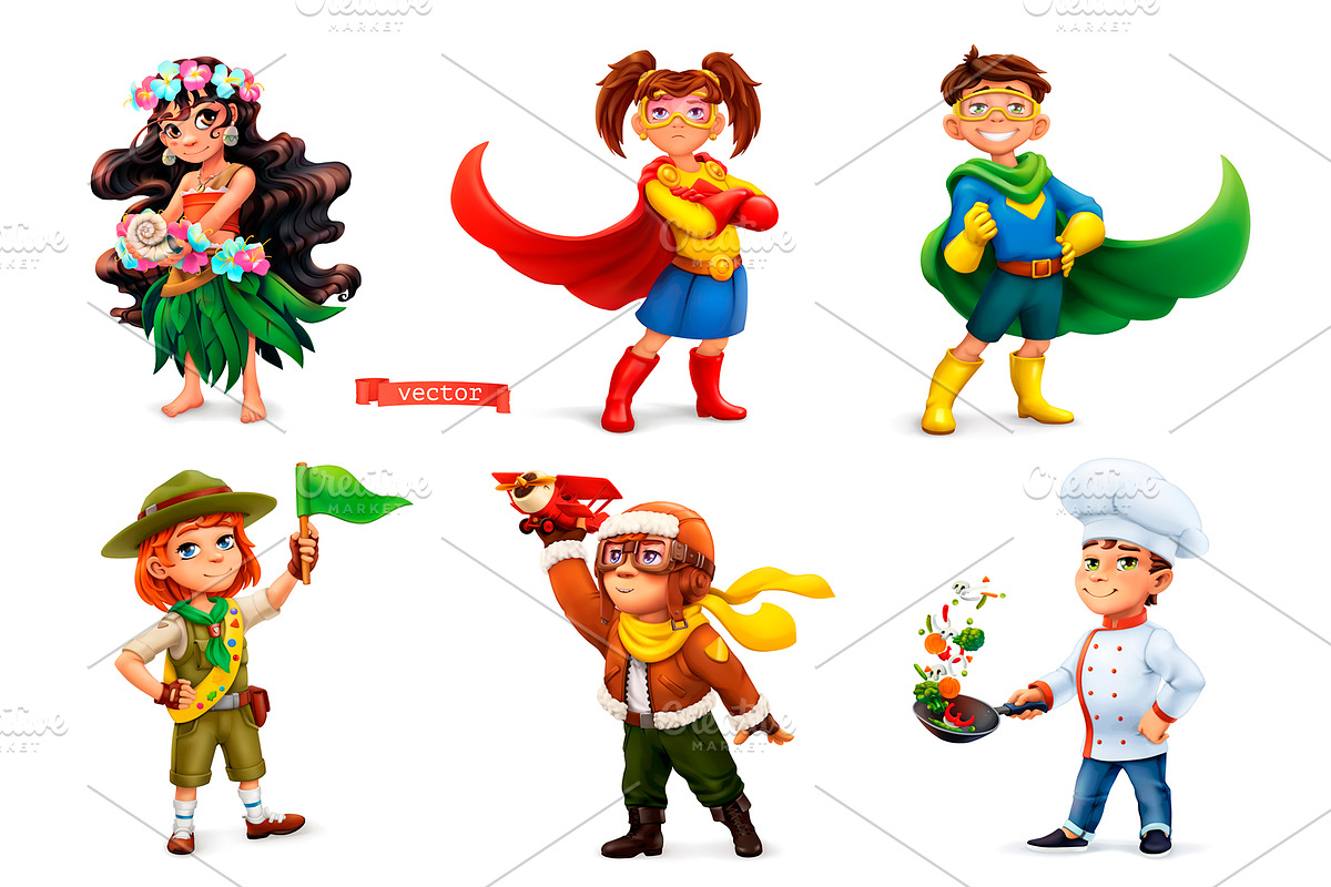 Superhero, scout, pilot, chef. Kids in Icons - product preview 8