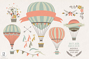 Hot air balloon flowers clip art