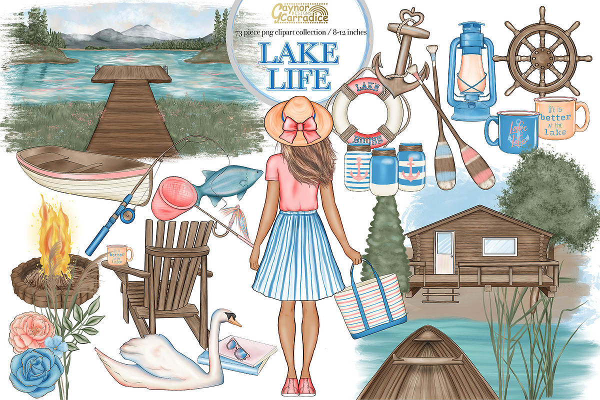Lake Life clipart collection in Illustrations - product preview 8