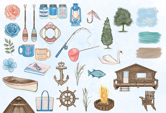 Lake Life clipart collection in Illustrations - product preview 2
