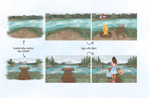 Lake Life clipart collection in Illustrations - product preview 3