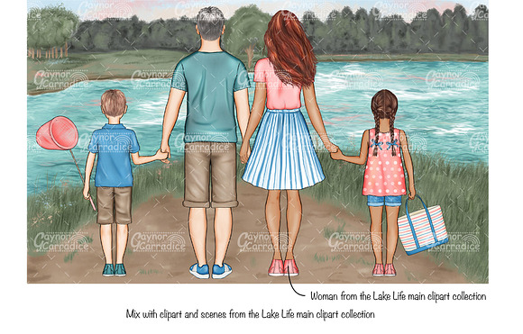Lake Life family clipart in Illustrations - product preview 4