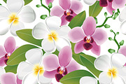 Orchid Frangipani seamless pattern