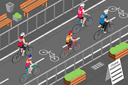 Bicycle marathon isometric image