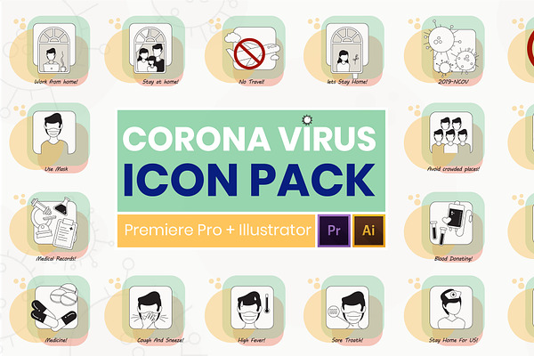 Corona Virus Icon Pack for Premiere