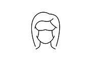 Woman in protective mask line icon