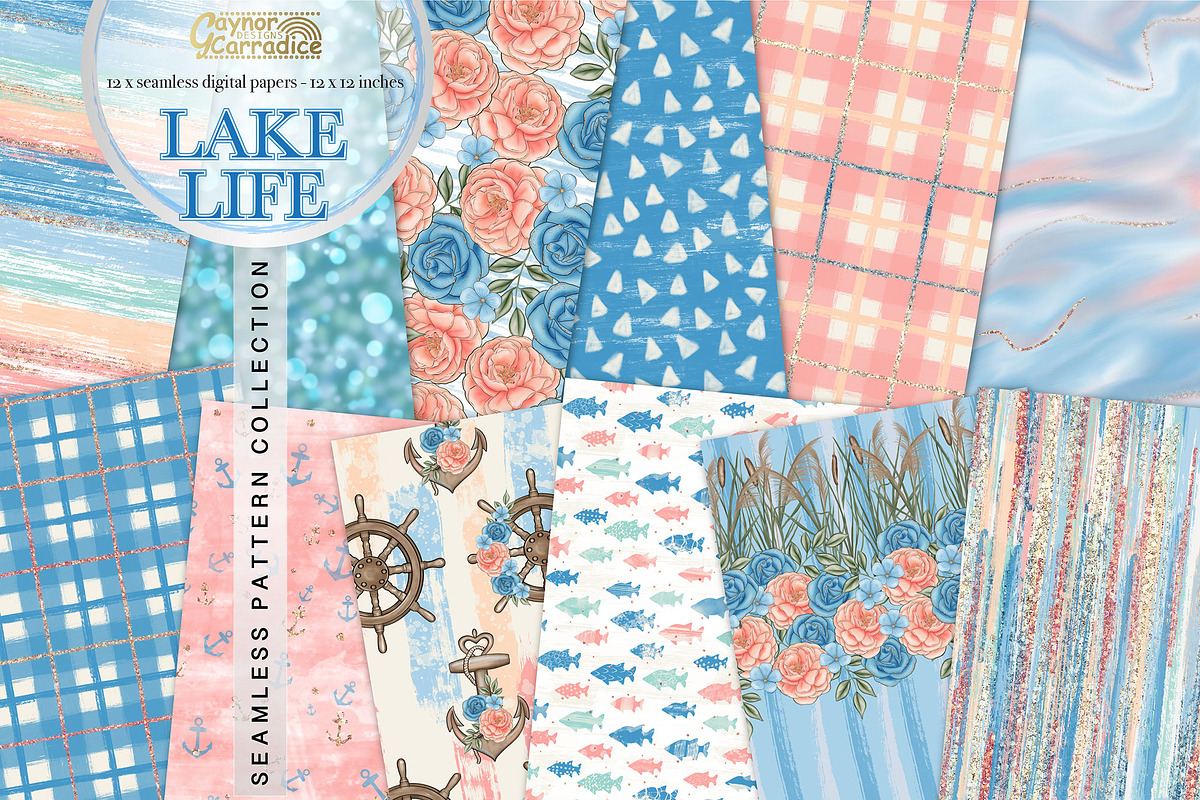 Lake life seamless pattern set in Patterns - product preview 8