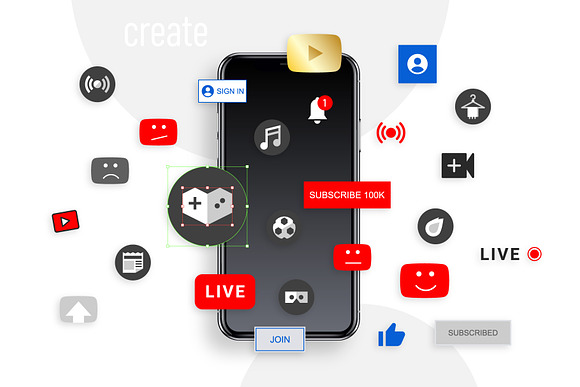 YouTube Icons in Icons - product preview 3