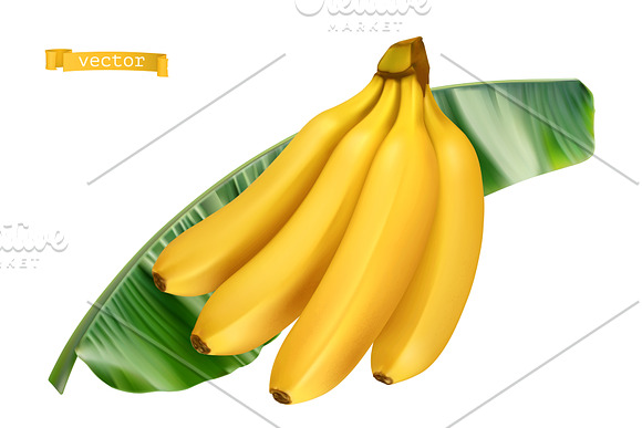 Banana in yellow splashes, vector in Illustrations - product preview 1