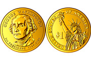 Vector American money gold coin one