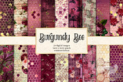 Burgundy Bee Digital Paper