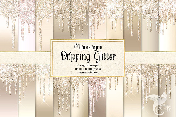 Champagne Dripping Glitter
