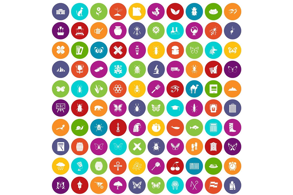 100 insects icons set color in Illustrations - product preview 8
