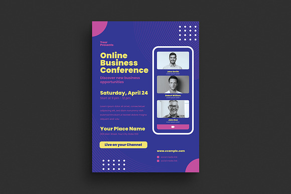 Online Business Conference Flyer Set in Flyer Templates - product preview 1