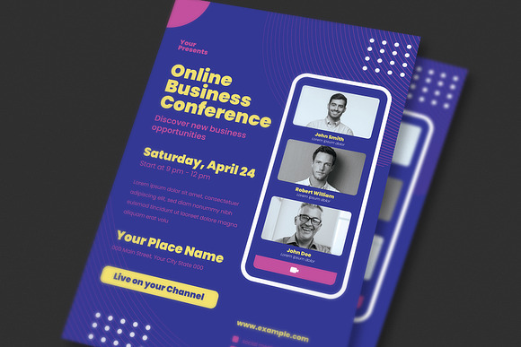 Online Business Conference Flyer Set in Flyer Templates - product preview 2