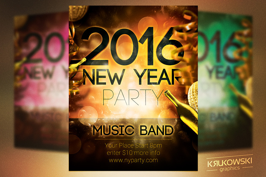 2016 New Year Party Flyer in Flyer Templates - product preview 8