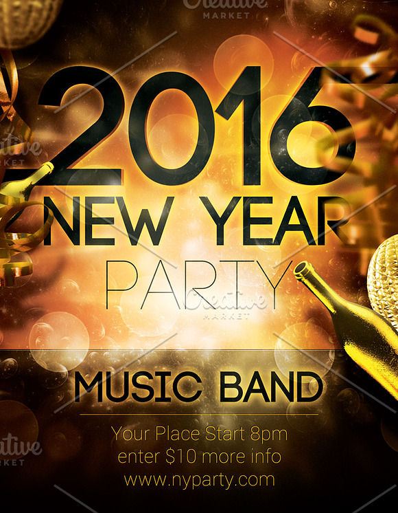 2016 New Year Party Flyer in Flyer Templates - product preview 2
