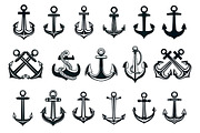 Heraldic set of ships anchor icons