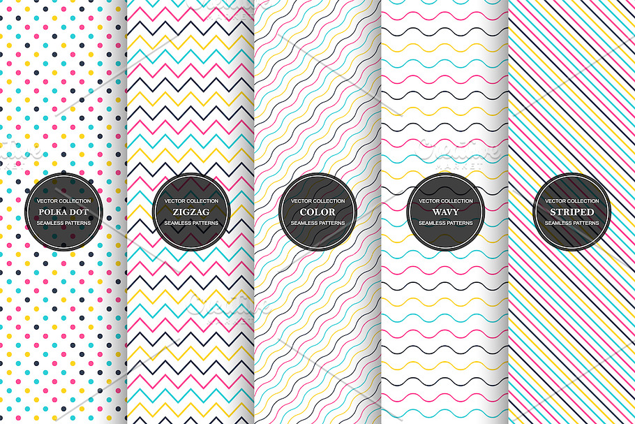 Colorful seamless geometric patterns in Patterns - product preview 8