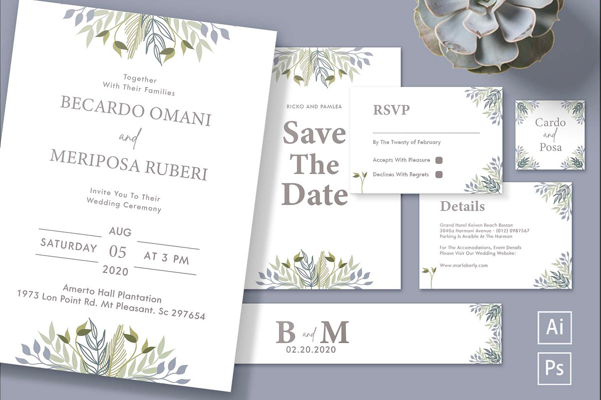Floral - Wedding Invitation in Wedding Templates - product preview 8