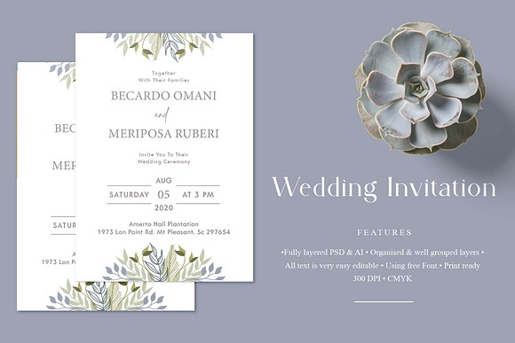 Floral - Wedding Invitation in Wedding Templates - product preview 1