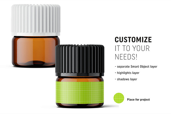 Essential oil bottle mockup 1ml in Product Mockups - product preview 1