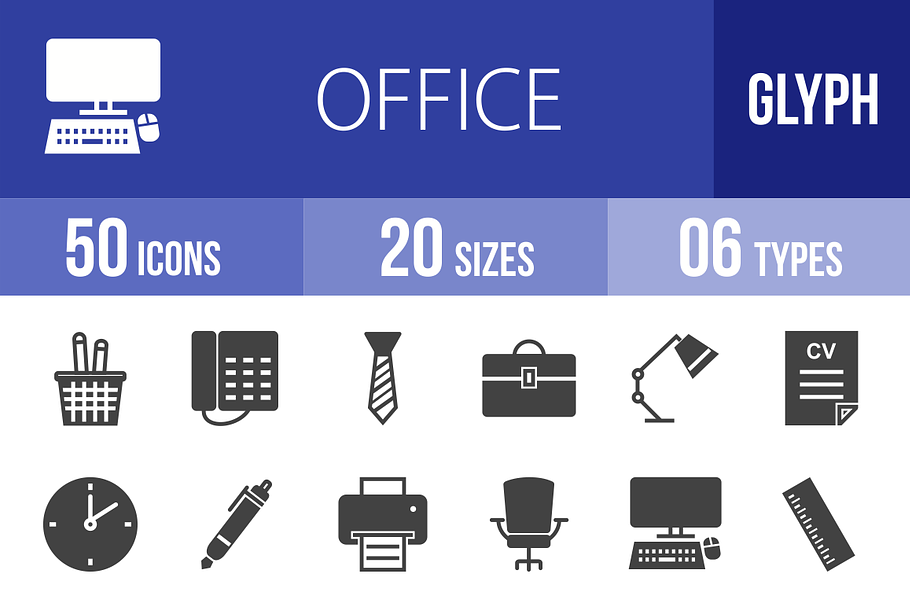 50 Office Glyph Icons in Icons - product preview 8