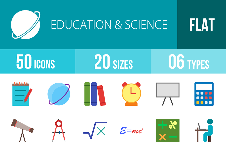 50 Education&Science Flat Multicolor