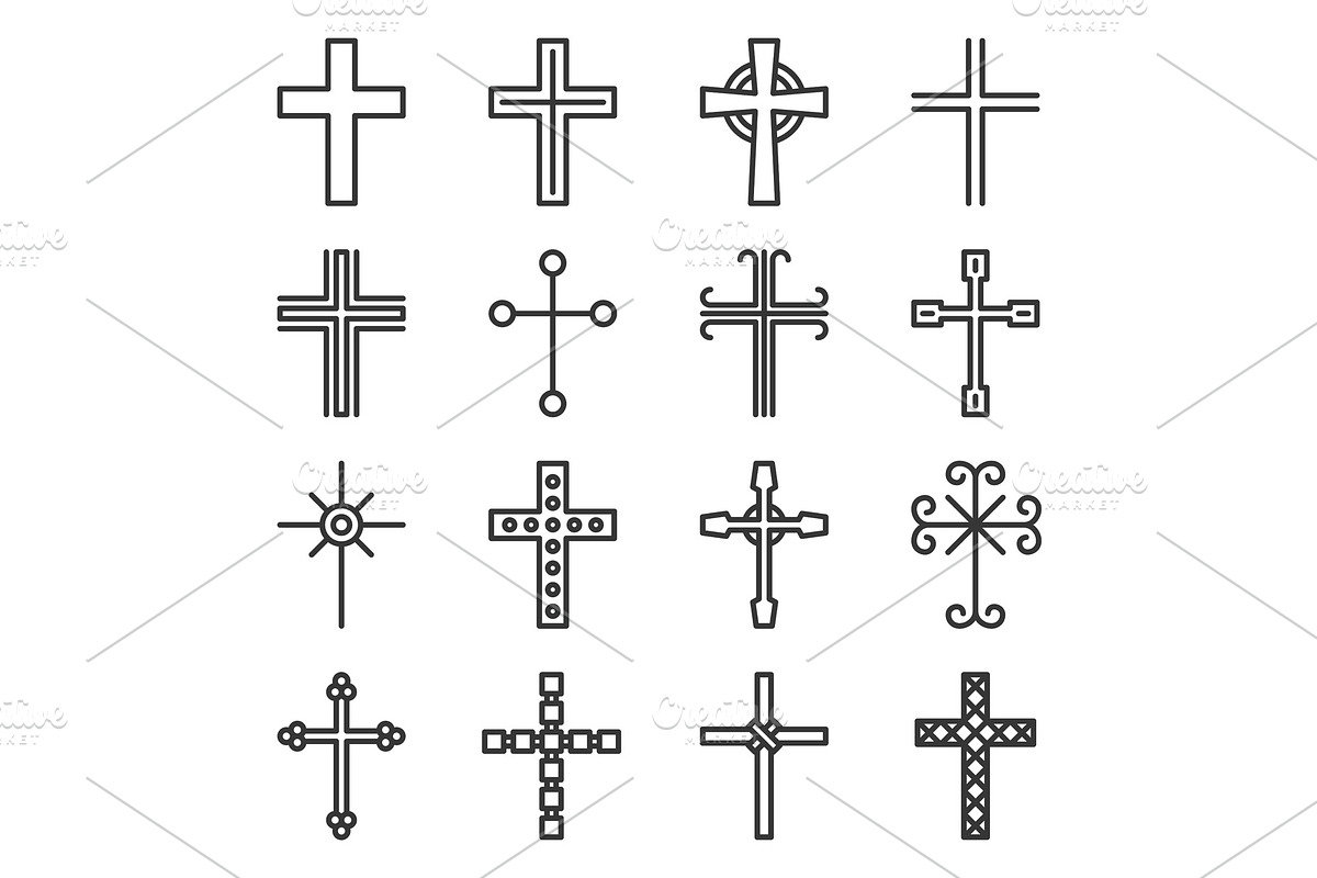 Crosses Icons Set on White in Illustrations - product preview 8