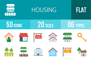 50 Housing Flat Multicolor Icons